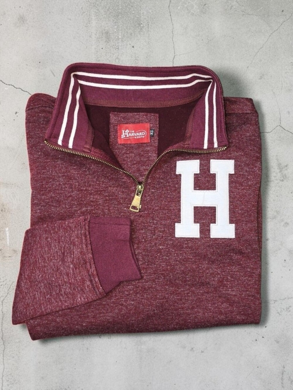 Harvard University Collegiate Marroon Mock Neck Varsity Patch 1\4 Zip Pullover